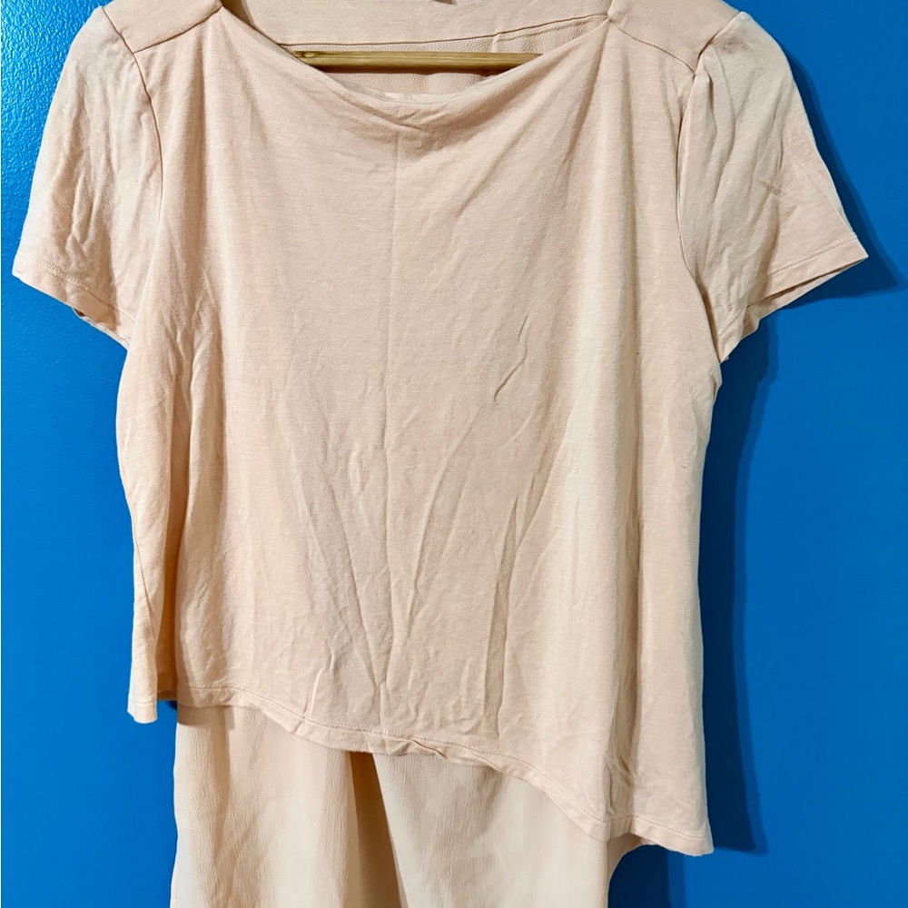 Rose & Olive Pale Pink Layered Short Sleeve Top